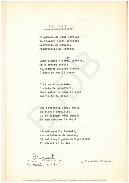 M-1076-1130-3 - 55 de Poezii în manuscris dactilografiat. ALEXANDRU MIRCESCU